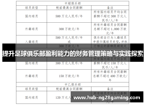 提升足球俱乐部盈利能力的财务管理策略与实践探索